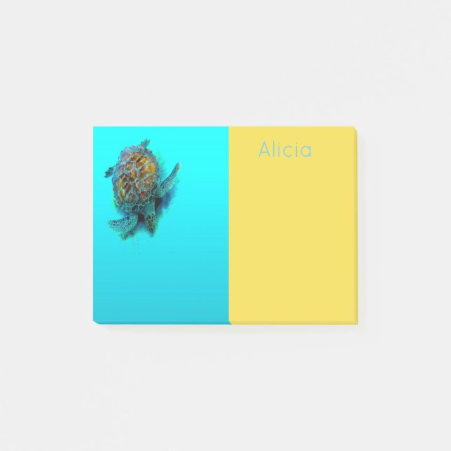 sea turtle custom post it note (Front)