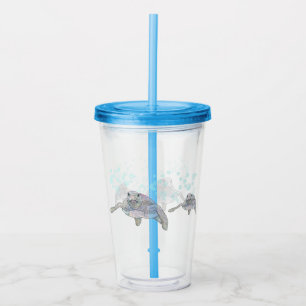 Sea Turtle Cute and Colourful Original Drawing Acrylic Tumbler
