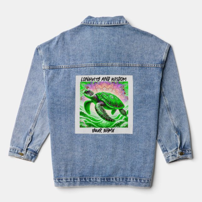 Sea turtle  denim jacket (Back)