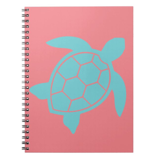 Sea Turtle Design in Ocean Seafoam Green Blue Notebook (Front)