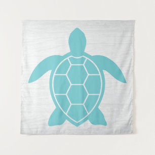 Sea Turtle Design in Ocean Seafoam Green Blue Tapestry