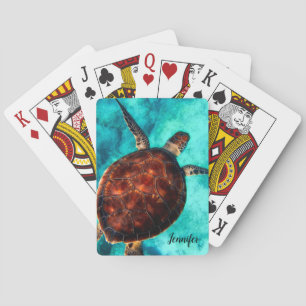 Sea Turtle Design Personalised Playing Cards