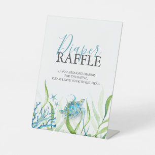 Sea Turtle Diaper Raffle Baby Shower Tabletop Sign