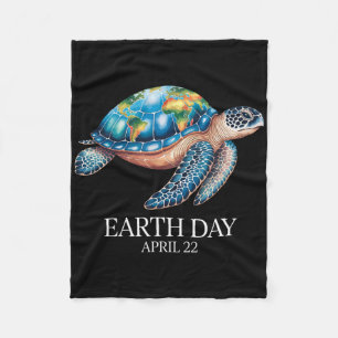 Sea Turtle Earth Day 2025 Save The Earth Fleece Blanket