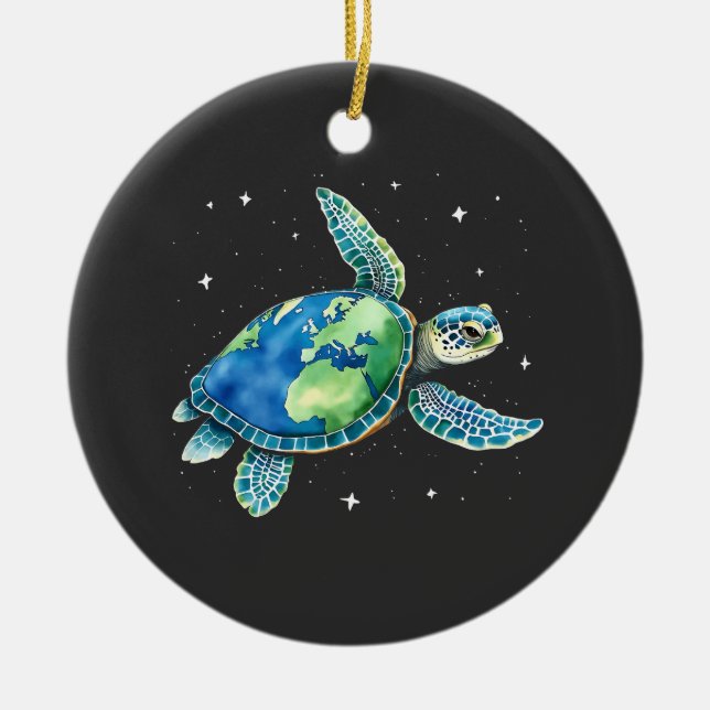 Sea Turtle Earth Day 2025 Sea Animals  Ceramic Ornament (Front)