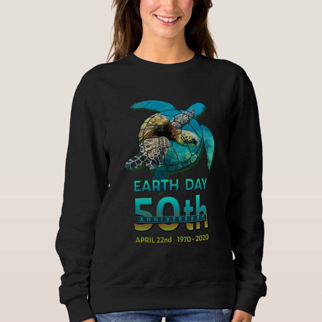 Sea Turtle Earth Day 50th Anniversary Gift Sweatshirt (Front)