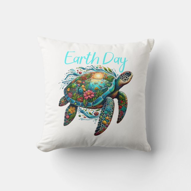 Sea Turtle Earth Day Cushion (Front)