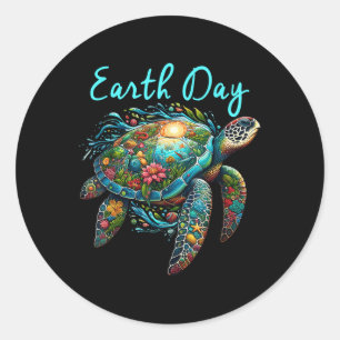 Sea Turtle Earth Day Save The Earth  Classic Round Sticker