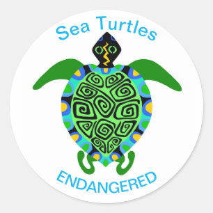 Sea TURTLE - Endangered species -Animal activist - Classic Round Sticker