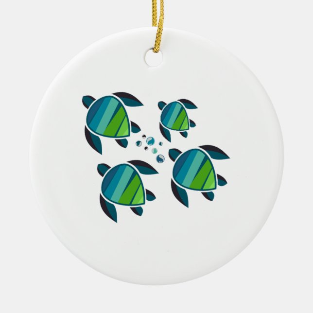 SEA TURTLE FAMILY CERAMIC ORNAMENT (Front)