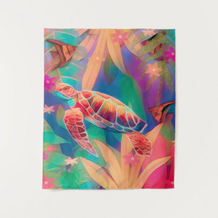 Sea Turtle Fantasy Scene Medium Tapestry