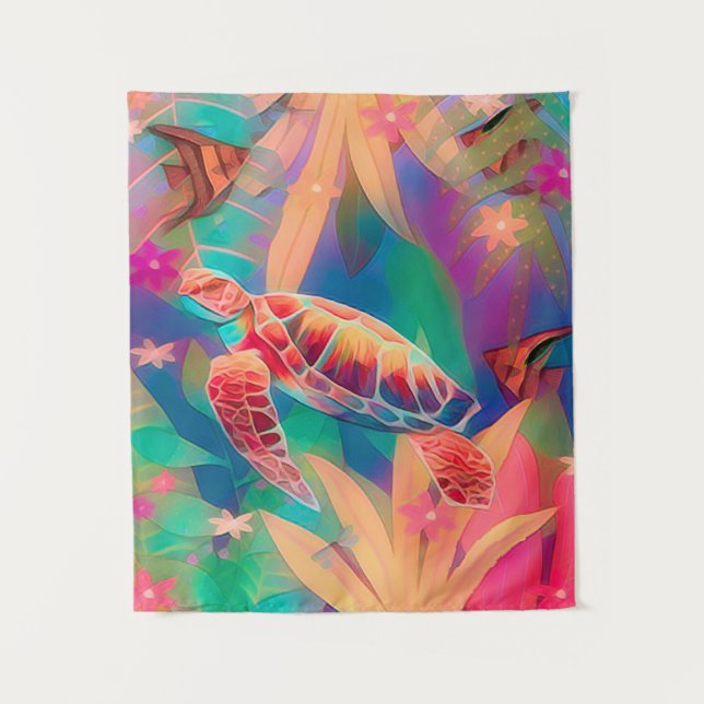 Sea Turtle Fantasy Scene Small Tapestry (Front)