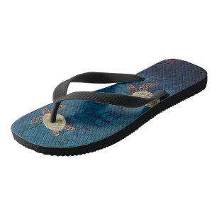 Sea turtle flip flops, hand-painted thongs