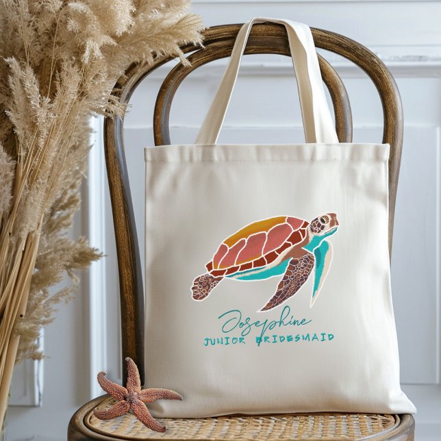 Sea Turtle Flower Girl Beach Wedding Tote Bag (Creator Uploaded)