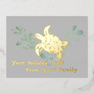Sea Turtle Foil Holiday Post Card