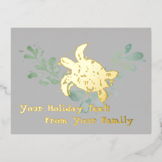 Sea Turtle Foil Holiday Post Card