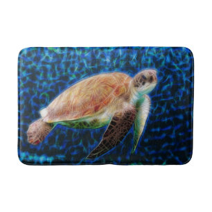 Sea Turtle Fractal Art Bath Mat