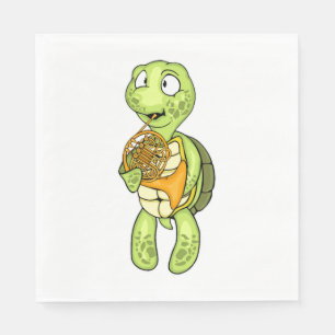 Sea Turtle French Horn Player Kids Music Horn Napkin