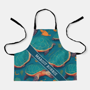 Sea turtle Geometric Colourful Personalised Patter Apron