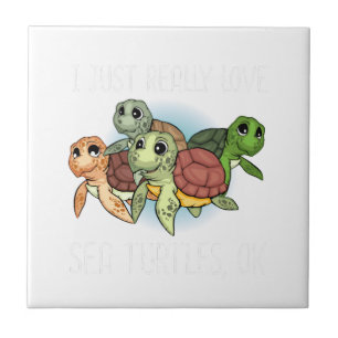 Sea Turtle Gift Kids Women Underwater Sea Turtles Ceramic Tile