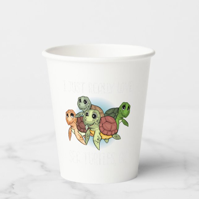 Sea Turtle Gift Kids Women Underwater Sea Turtles Paper Cups (Front)