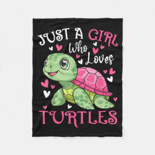 Sea Turtle Girls Women Cute A Girl Who Loves Fleece Blanket