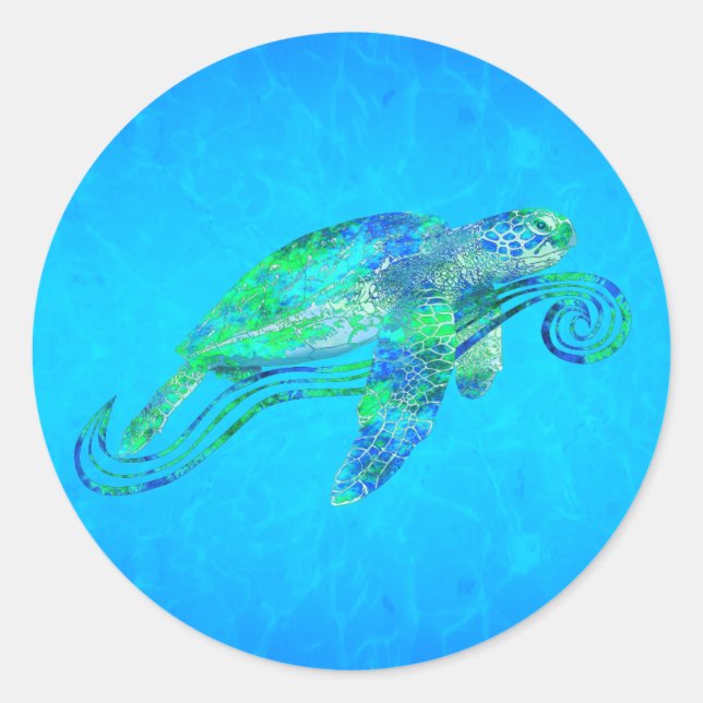 Sea Turtle Graphic Classic Round Sticker (Front)
