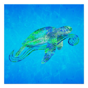 Sea Turtle Graphic Poster