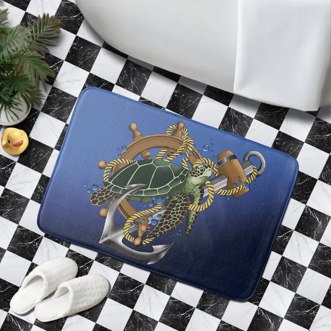 Sea Turtle Green Blue Bath Mat (Creator Uploaded)