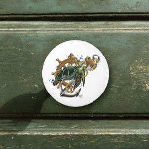 Sea Turtle Green Blue Ceramic Knob