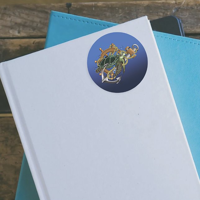  Sea Turtle Green Blue Classic Round Sticker (Creator Uploaded)