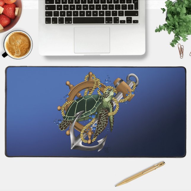 Sea Turtle Green Blue Desk Mat (Creator Uploaded)