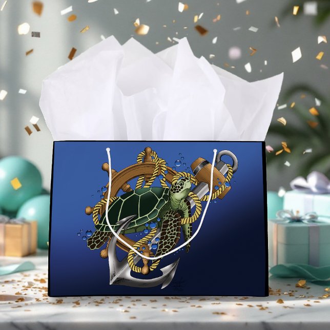 Sea Turtle Green Blue Large Gift Bag (Creator Uploaded)