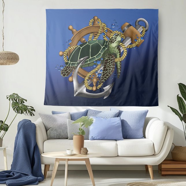  Sea Turtle Green Blue Tapestry (Creator Uploaded)