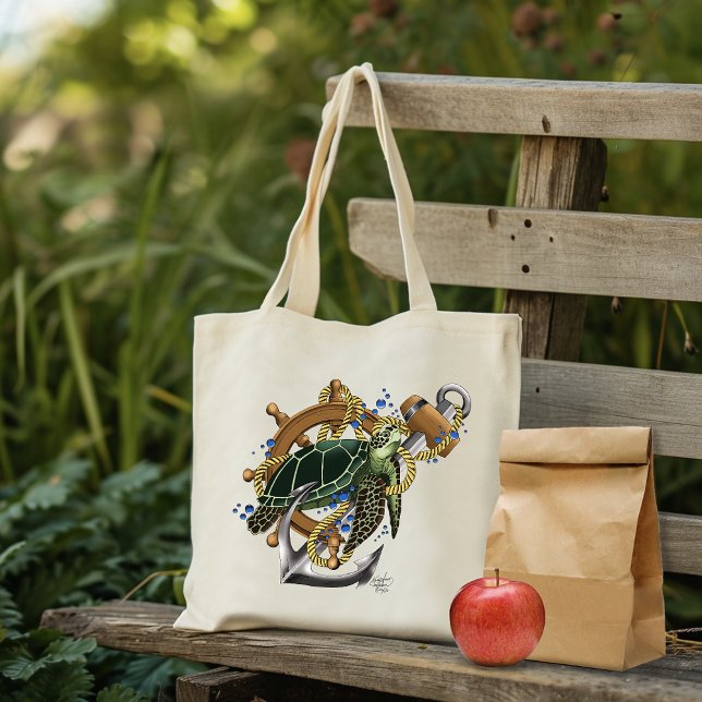  Sea Turtle Green Blue Tote Bag (Creator Uploaded)