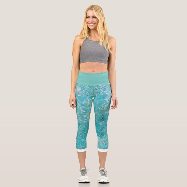 Sea Turtle Green High Waisted Capris (Front)