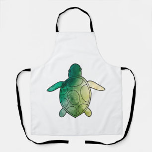 Sea Turtle green watercolor Apron