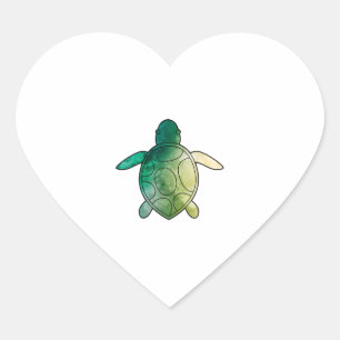 Sea Turtle green watercolor Heart Sticker
