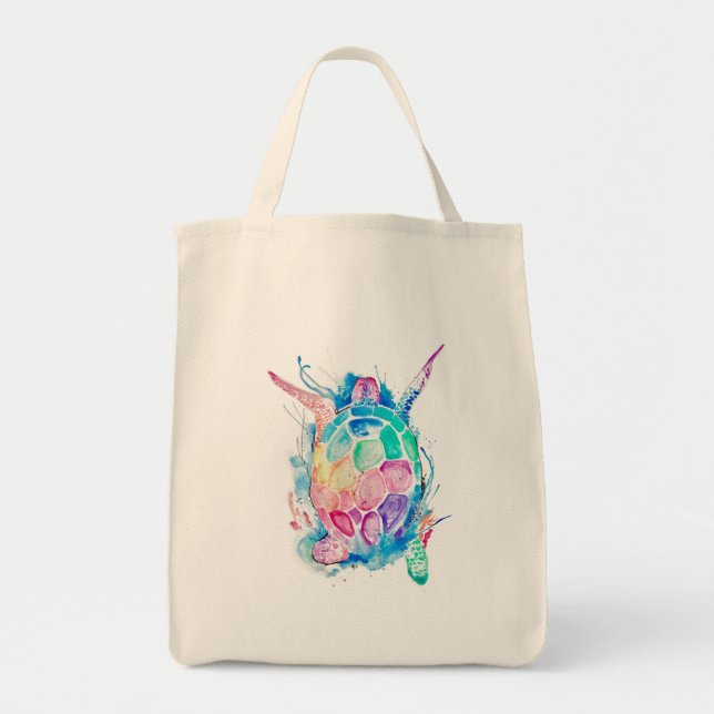 Sea Turtle Grocery Tote Bag (Front)