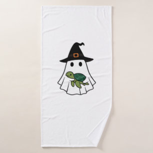 Sea Turtle Halloween Ghost Witch Hat Animal Lovers Bath Towel