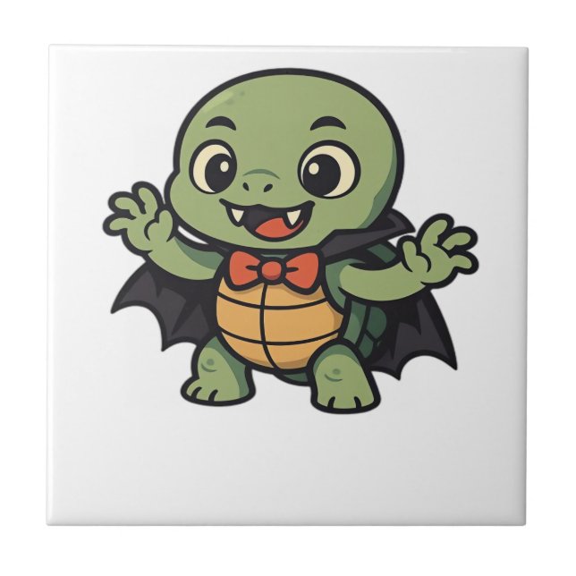 Sea Turtle Halloween Ghost Witch Hat Animal Lovers Ceramic Tile (Front)