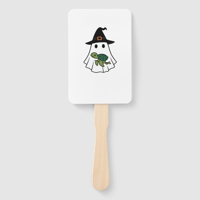 Sea Turtle Halloween Ghost Witch Hat Animal Lovers Hand Fan (Front)