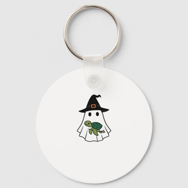 Sea Turtle Halloween Ghost Witch Hat Animal Lovers Key Ring (Front)