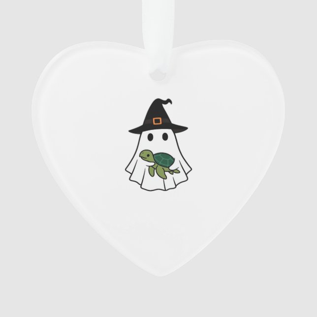 Sea Turtle Halloween Ghost Witch Hat Animal Lovers Ornament (Front)