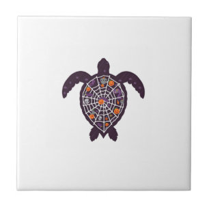 Sea Turtle Halloween Spider-web Pumpkin Ghost Hall Ceramic Tile