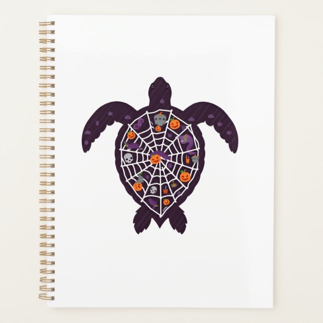 Sea Turtle Halloween Spider-web Pumpkin Ghost Hall Planner (Front)
