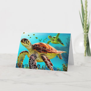 Sea Turtle Happy Birthday Thank You Card