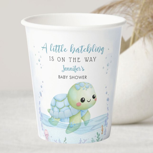 Sea Turtle Hatchling Boy Baby Shower Paper Paper Cups (Creator Uploaded)