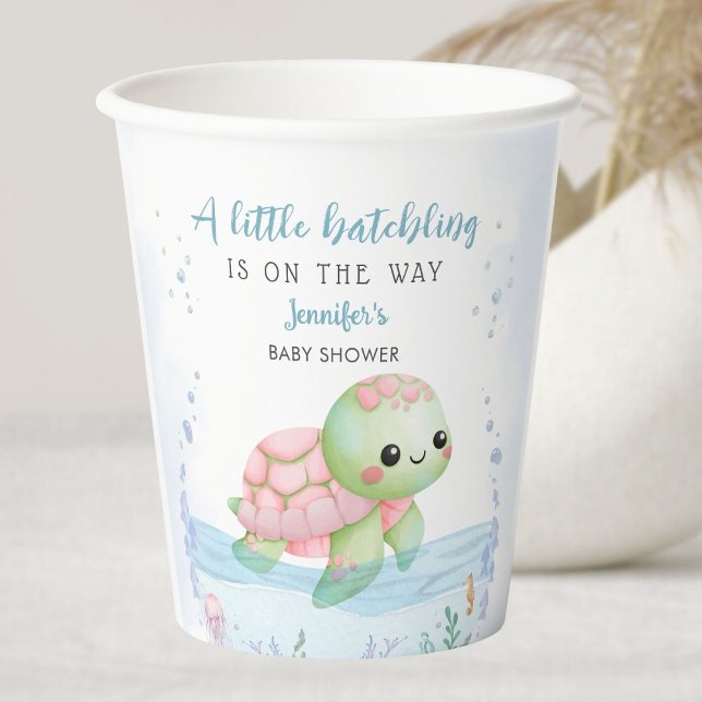 Sea Turtle Hatchling Girl Baby Shower Paper Paper Cups (Creator Uploaded)