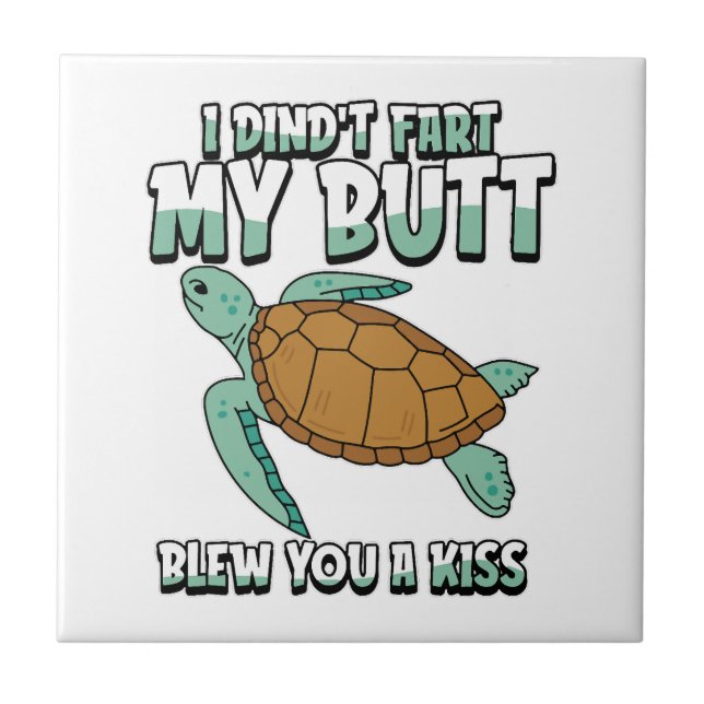 Sea Turtle Humourous Ceramic Tile (Front)